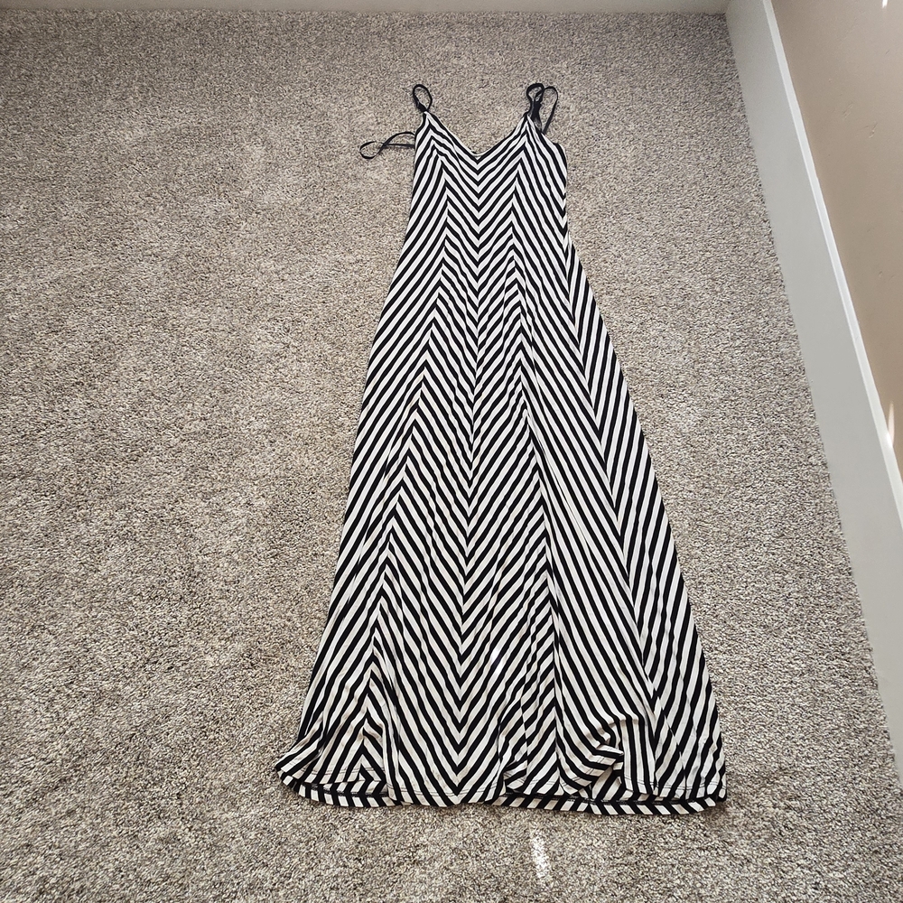Mossimo Womens Size Xs Striped Black and White Maxi Lenth Black And White Dress